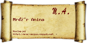 Mrár Anina névjegykártya